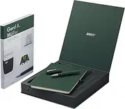 Lamy 2000 pine fountain pen set with notebook DIN B5, 160 pages - Fountain pen in satin-finish stainless steel & polycarbonate body - 14 ct. gold nib, partially platinum-plated & in line width F