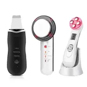 Ultrasonic Skin Scrubber Facial Cleaning Peeling Shovel Lifting Machine + 3 In 1 EMS Infrared Body Slimming Massager Electroporation RF Radio Frequency LED Photon Skin Care Beauty Device
