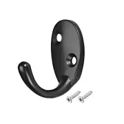 10 Pcs Wall Mounted Hook Robe Hooks Single Coat Hanger, Zinc Alloy, Black