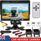 7" Wireless Rear View Monitor W/ 2 WIFI Reverse Camera Kit Car Caravan Truck 12V