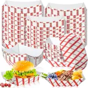 Motbach 150 Pack Checkered 1Lb Paper Food Boat Trays Disposable Paper Boat Plate