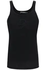 [DOLCE & GABBANA] DOLCE & GABBANA 'tank top with dg embroidery 48 Black