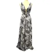 Aidan Mattox NWT Floral Sleeveless Double V Waist Cutouts Maxi Dress Women 8