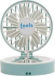 Feels Lash Compact Mini Fan Mirror Handheld Portable USB Rechargeable Adjustable Speed Fan for Eyelash Extensions Makeup Travel (Baby Blue)