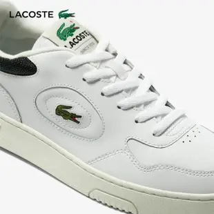 【LACOSTE】男鞋-皮革車線運動鞋(白色)