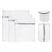 5Pcs Mesh Laundry Bags with Zipper Fine Net Mesh Wash Bags for Laundry Gray