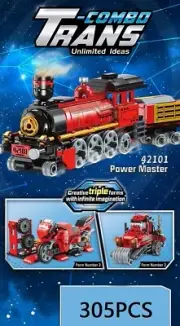 305 pcs 3 in 1 Transforming Creative Steam Train Building Blocks Assemble Bricks