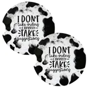I Don't Take Orders Black and White Snarky Coasters for Car Cup Holders Set of 2