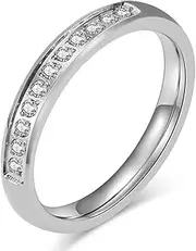 [ATRVWPO] Titanium Steel Ring with Diamonds for Women, Simple Stainless Steel Ring for Women