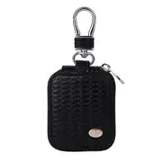 Fashion Woven Pattern Zipper PU Leather Wireless Bluetooth Earphone Protective Case for Apple AirPods 1 / 2, with Metal Buckle(Black)