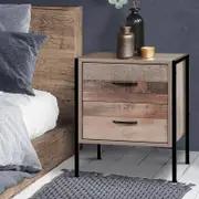 Artiss Wood & Metal 2 Drawer Bedside Table