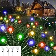 ANFOWER 4 Pack Solar Garden Lights - New Upgraded 8 Head Solar Swaying Light, Solar Outdoor Lights Yard Patio Pathway Decoration, High Flexibility Iron Wire Heavy Bulb Base (Colored Light)