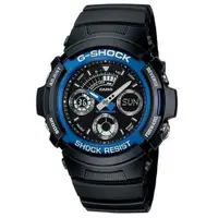 在飛比找松果購物優惠-【CASIO】G-SHOCK 實用運動風雙顯指針錶-藍圈 (