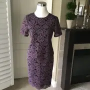 Ann Taylor Navy Lavender Floral Lace Overlay Dress SZ 2/XS 2-PC Top Skirt NEW