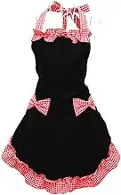 Women's Apron with Pockets, Black and Red