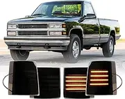 USR 94-99 GMT400 Front Side Marker Light – Parking Corner Lamp 4pc (Left + Right) Set - Compatible with 1994-1999 Chevrolet Chevy C/K 1500, 2500 PickUp/Suburban All Models (SMOKE LENS w/AMBER LED)