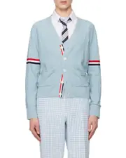 RWB-stripe virgin-wool cardigan 2 light blue