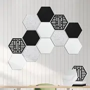 Tutmyrea 12 Pack Self-adhesive Acoustic Panels, Hexagon Sound Proof 14 X 0.4 In Absorbing Flame Resistant, High-Density Dampening Panels for Recording Studio Home, Offices