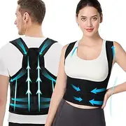 Vervex - Posture Corrector for Men and Women,Back Brace,Breathable, Adjustable, Back Corrector, Scoliosis and Hunchback Correction, Back Pain, Spine Corrector, Posture Trainer(Black, M)