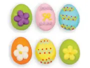 6 Edible Royal Icing Easter Eggs Cupcake Toppers Birthday Cake Decoration