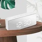 Digital LED Mirror Alarm Clock Silver Desk Time Display Stylish Home Decor