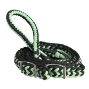 HILASON Braided Poly Barrel Racing Contest Flat Reins 1" X 8Ft Green-Black |