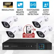 Elinz 4CH AHD 1080P HD Video & Audio Recording CCTV Surveillance DVR 4x Outdoor Bullet Security Camera System 1TB HDD