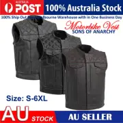 BGA Sons of Anarchy Cross Hatch Pattern Motorcycle Bike Leather Vest 3 Clr S-6XL