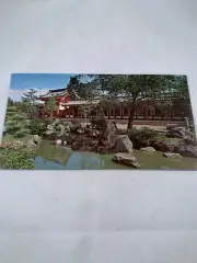 Vintage Kyoto Japan Color Photographic Postcard Red Corridor Garden Of Kamakura