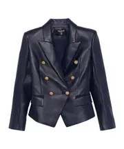 leather 6-button blazer FR38 Black