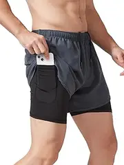 [Litteking] Men's Running Shorts 2 in 1 Gym Athletic Workout Short Pants Quick Dry Shorts with Pockets