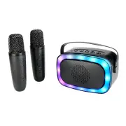 Laser Karaoke RGB LED Speaker with 2 Wireless Microphones - Bluetooth Ready