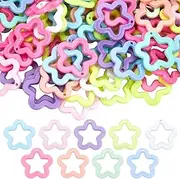 [SOFPLATE] 100Pcs Star Acrylic Charms Colorful Star Charm with Hole Hollow Colored Opaque Small Craft Celestial Pendant Charms Accessory for Jewelry Making Charms Necklaces Earrings Supplies DIY Crafts