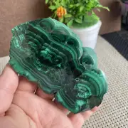 273g Natural malachite slice quartz crystal cluster mineral specimen B1392