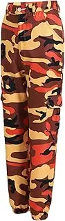 [Akklian] Camo Cargo Pants for Women Casual Combat Army Pant Multi-pocket Military Tactical Cinch Bottom Camouflage Trousers