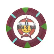 50 Red $5 Rock & Roll Poker Chips - Buy 2, Get 1 Free - Mix & Match!