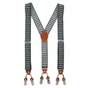 New CTM Men's 1.375 Inch Wide Aztec Print Y-Back Double Clip-End Suspenders