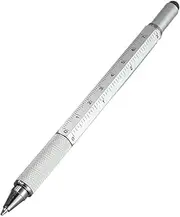 AIYIBEN 6 in 1 Tech Tool Pen with Ruler, Ballpoint Pen, Levelgauge, Stylus and 2 Screwdriver, Sturdy Aluminum Multifunction Tools Pen for Smartphones and Tablets (Silver)