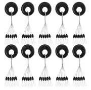 720 PCS Fishing Bobber Stopper Floats Sinker Stops 6 in 1 Black Rubber 3 Sizes