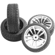 ShareGoo 12mm Hex Wheel Rims & Rubber Tires for 1/10 RC On-Road Touring Flat ...
