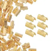 200Pcs 16mm Ribbon Crimp Clamp Ends Bookmark Pinch Cord End Clasps, Silver