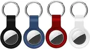 sieeck Protective Holder Case Compatible with Apple Air Tags, 4-Pack Black/White/Blue/Red & Waterproof Air Tag Keychain Collar Holder, AirTag Accessories Wallet Key Ring for Dog