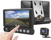 3 Lens Dash Cam HD 1080P 4.0 Inches Car DVR WiFi Car Video Recorder Dash Cam 24H-Video Parking Monitor Car Assecori,64g