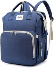 Fashionable Mommy Bag Folding Baby Bed Mother Large Capacity Portable Milk Bottle Diaper Double Shoulder Mom's Bag