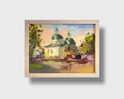 Oil painting Church of St. Nicholas Ukrainian painter canvas original cityscape