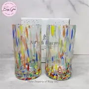 Arte di Murano Alessandro Coppola 2 Indented High Ball 16 Oz Glasses Confetti
