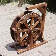 Water Wheel Fountain Outdoor Garden with Water Outlet Stand, Outdoor Fountain and Waterfall, Wooden Water Wheel Fountain for Patio Pond Pool, Garden Decorative Water Feature (Size : 30cm(11.8inch))