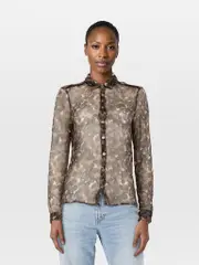 Sheer Camo Print Long Sleeve Shirt
