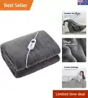 Luxurious Coral Fleece Heated Throw with 9 Heat Settings - Light Grey 200x180cm