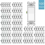 15Amp 120/277 Volt Decora Rocker Single-Pole Light Switch Wall White UL 100 Pack